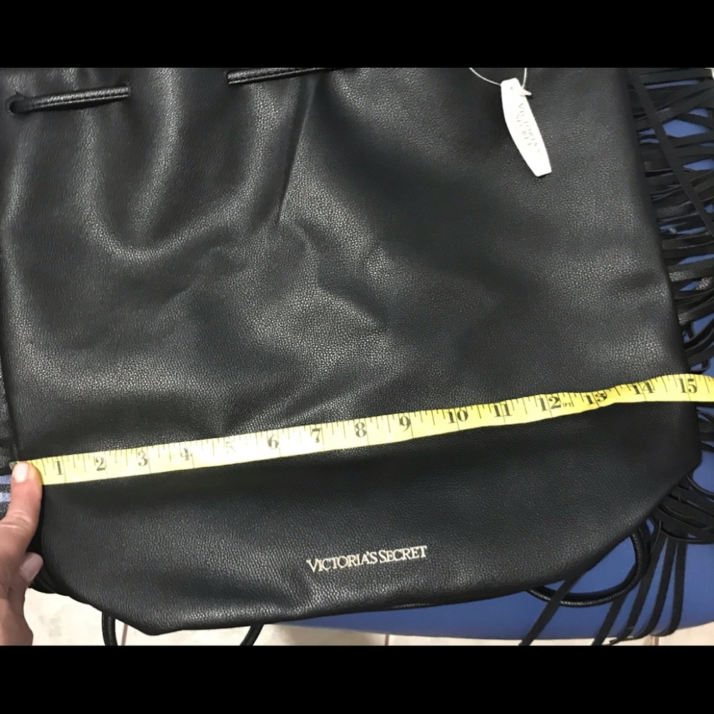 NWT VS faux leather fringed drawstring backpack - Picture 15 of 16